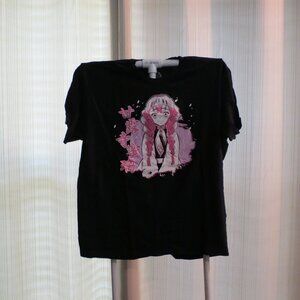 Anime Graphic Black Tee - Short Sleeve